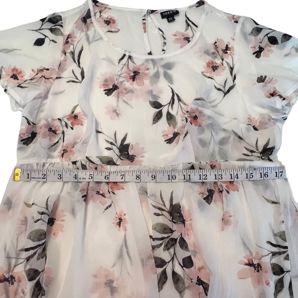 Torrid NEW Tunic Floral Chiffon Hi Lo Ivory White Pink Medium Large 10 M L NWOT - Picture 11 of 13